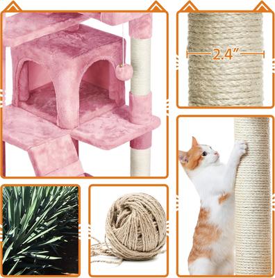 Show full view: Yaheetech Cat Scratching Tree, 61.5-in, Pink slide 5 of 9