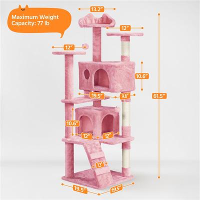 Show full view: Yaheetech Cat Scratching Tree, 61.5-in, Pink slide 3 of 9