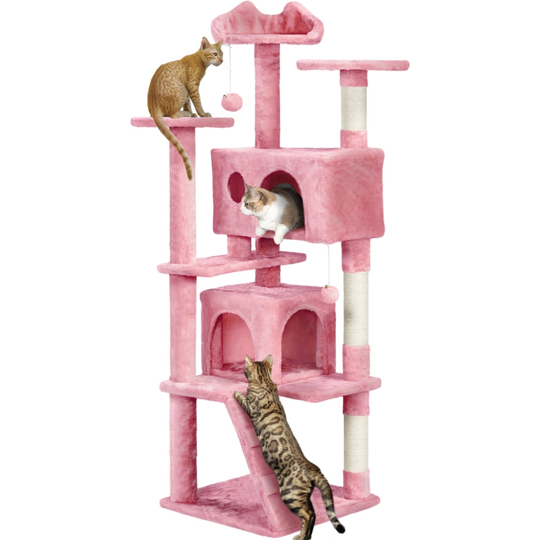 Yaheetech Cat Scratching Tree, 61.5-in, Pink