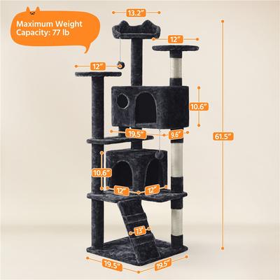 Show full view: Yaheetech Cat Scratching Tree, 61.5-in, Black slide 4 of 9