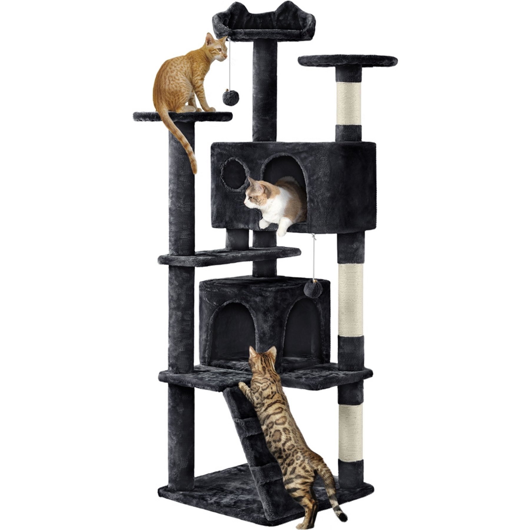 Yaheetech Cat Scratching Tree, 61.5-in, Black