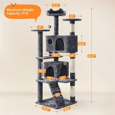 Show full view: Yaheetech Cat Scratching Tree, 61.5-in, Dark Gray slide 3 of 8