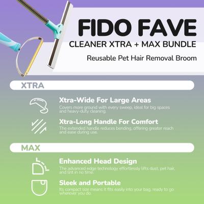 Show full view: Fido Fave Xtra Dual-Sided Carpet Rake & Max Dog Hair Scraper Pet Hair Remover Bundle slide 2 of 7