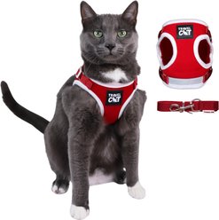 Travel Cat The True Adventurer Limited Edition Reflective Cat & Kitten Harness & Leash, Red/White, Medium
