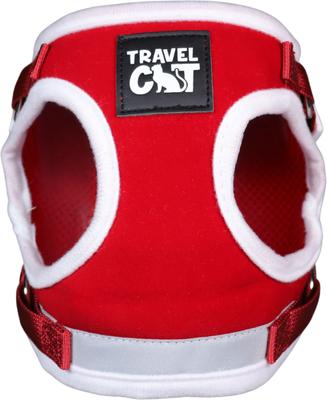 Show full view: Travel Cat The True Adventurer Limited Edition Reflective Cat & Kitten Harness & Leash, Red/White, Medium slide 7 of 10