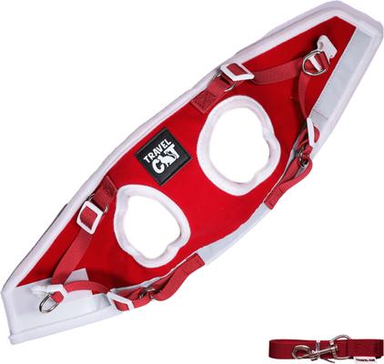 Show full view: Travel Cat The True Adventurer Limited Edition Reflective Cat & Kitten Harness & Leash, Red/White, Medium slide 6 of 10
