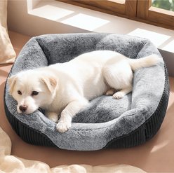 Bedsure Square Bolster Dog Bed, Grey, Medium