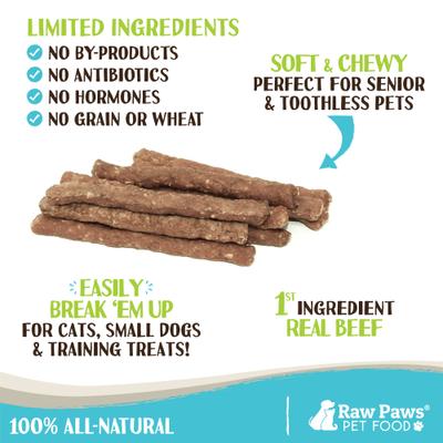 Show full view: Raw Paws Beef Recipe Grain-Free Soft Stick Dog & Cat Treats, 6-oz bag slide 3 of 6