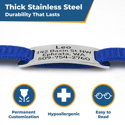 Show full view: GoTags Personalized Breakaway Cat Collar with Engraved Tag & Bell, Blue/Silver, 8 to 12-in neck, 3/8-in wide slide 5 of 7