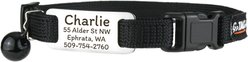 GoTags Personalized Breakaway Cat Collar with Engraved Tag & Bell, Black/Silver, 8 to 12-in neck, 3/8-in wide slide 1 of 6