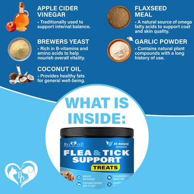 Show full view: Beloved Pets Flea & Tick Prevention Support Soft Chews for Dogs, 10-oz jar slide 4 of 7