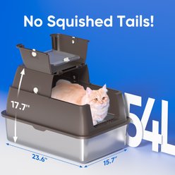 DVPETS Covered Stainless Steel 180° Flip-Top Odor-Free & Anti-Leak Multi-Cat Litter Box with Lid, Extra Large 24-in, Coffee slide 2 of 6
