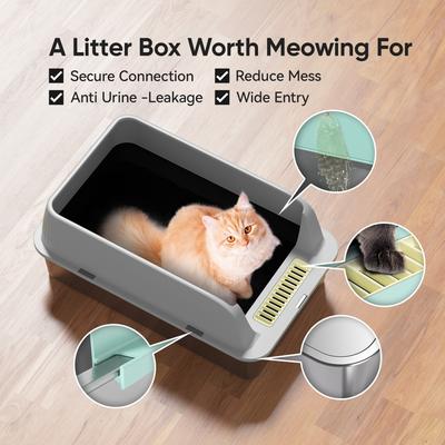 Show full view: DVPETS High Sided Open-Top Stainless Steel Multi-Cat Litter Box, Extra Large 23-in, Macaron Green, 2 count slide 3 of 7
