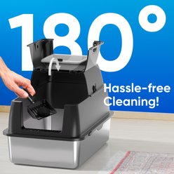 DVPETS Covered Stainless Steel 180° Flip-Top Odor-Free & Anti-Leak Multi-Cat Litter Box with Lid, Extra Large 24-in, Black slide 2 of 5