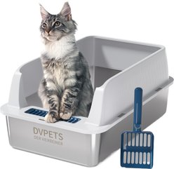 DVPETS High Sided Open-Top Stainless Steel Multi-Cat Litter Box, Extra Large 23-in, Light Grey, 1 count