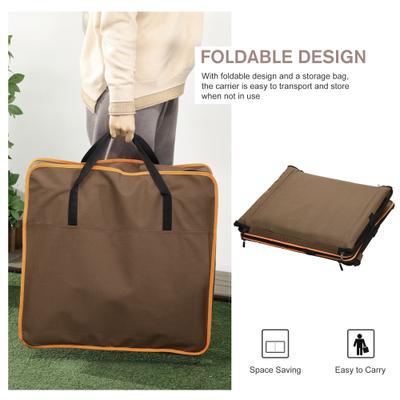 Show full view: jansno Portable Soft-Sided Cat Carrier with Divider, Brown slide 4 of 7