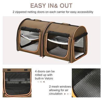 Show full view: jansno Portable Soft-Sided Cat Carrier with Divider, Brown slide 2 of 7