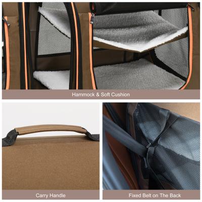 Show full view: jansno Portable Soft-Sided Cat Carrier with Divider, Brown slide 5 of 7