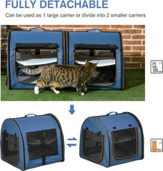 jansno Portable Soft-Sided Cat Carrier with Divider, Blue slide 2 of 7