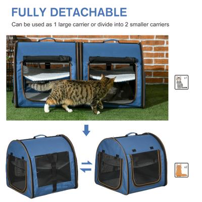 Show full view: jansno Portable Soft-Sided Cat Carrier with Divider, Blue slide 8 of 8