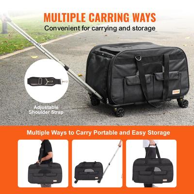 Show full view: jansno Dog Carrier with Wheels & Folding Bowl, Black slide 3 of 6