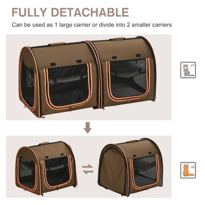 Show full view: jansno Portable Soft-Sided Cat Carrier with Divider, Brown slide 7 of 7
