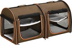 jansno Portable Soft-Sided Cat Carrier with Divider, Brown