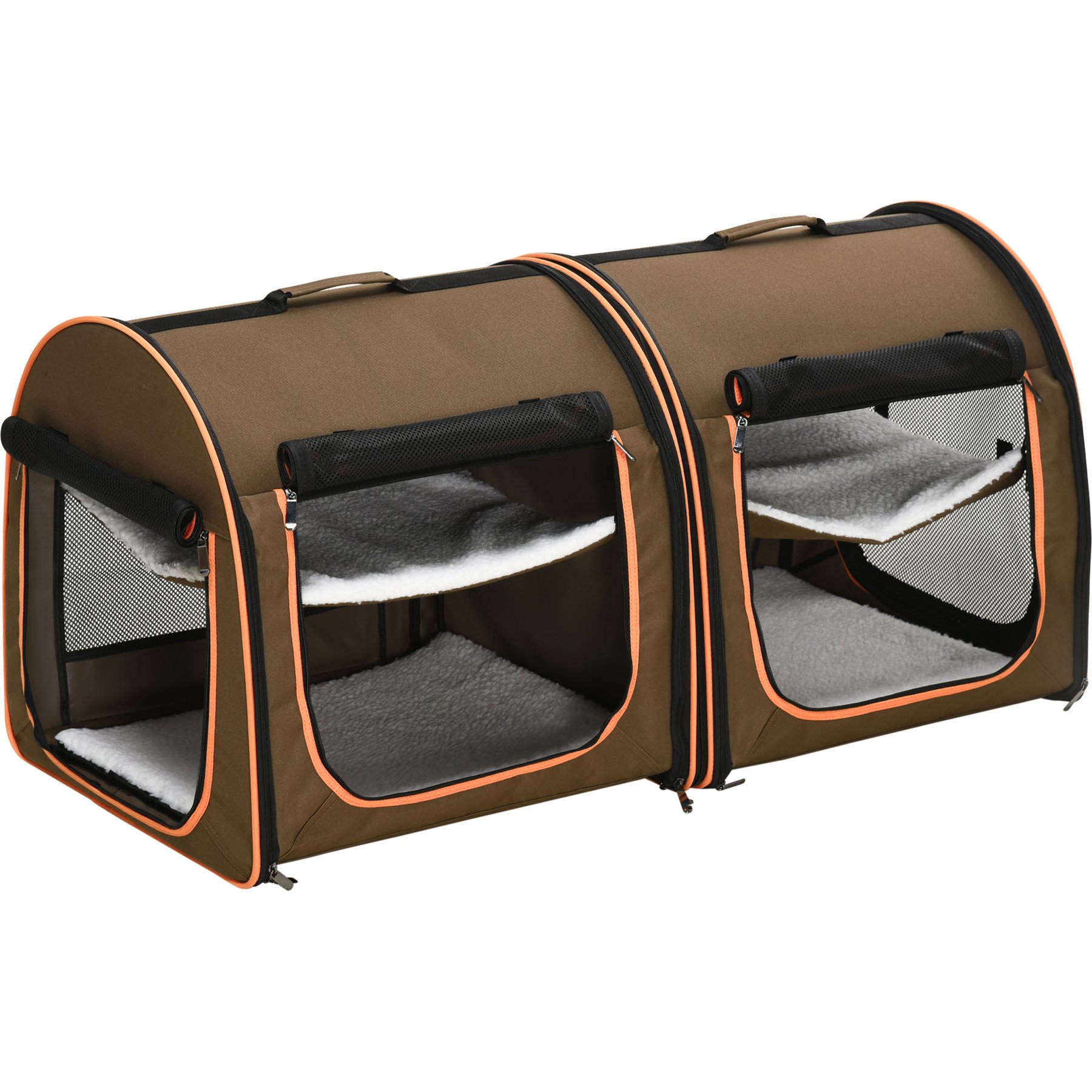 jansno Portable Soft-Sided Cat Carrier with Divider, Brown
