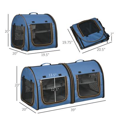 Show full view: jansno Portable Soft-Sided Cat Carrier with Divider, Blue slide 3 of 8