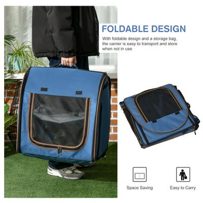 Show full view: jansno Portable Soft-Sided Cat Carrier with Divider, Blue slide 4 of 8