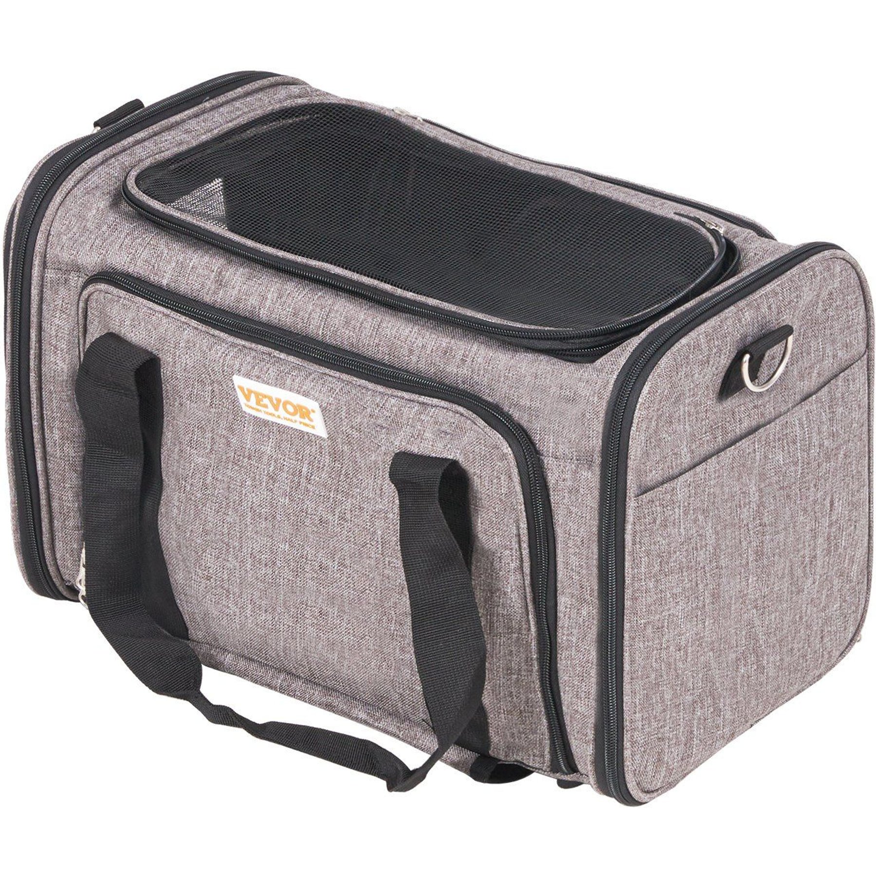 jansno Dog Carrier with Wheels & Folding Bowl, Grey