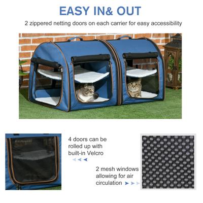 Show full view: jansno Portable Soft-Sided Cat Carrier with Divider, Blue slide 5 of 8