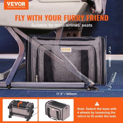 Show full view: jansno Dog Carrier with Wheels & Folding Bowl, Grey slide 6 of 7