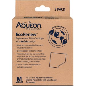 Aqueon EcoRenew Aquarium Replacement Filter Cartridges, Medium, 3 count