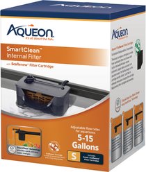 Aqueon QuietFlow SmartClean Technology Internal Aquarium Filter, Black, 5 to 15-gal