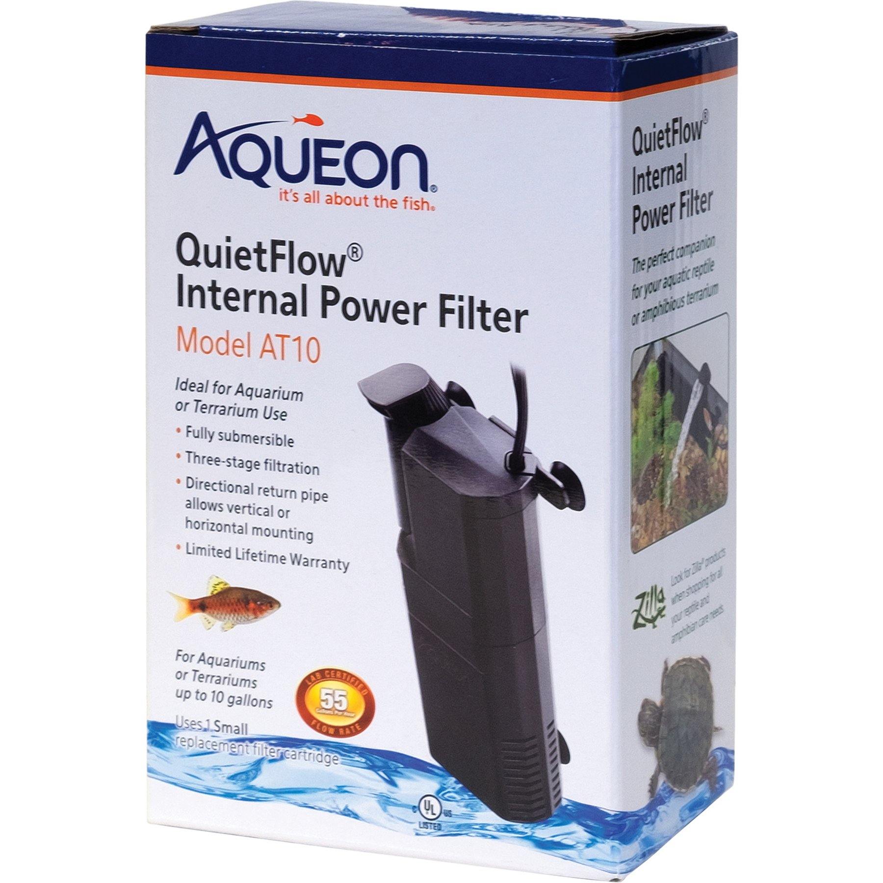 Aqueon Submersible Internal Aquarium Filter, 10-gal
