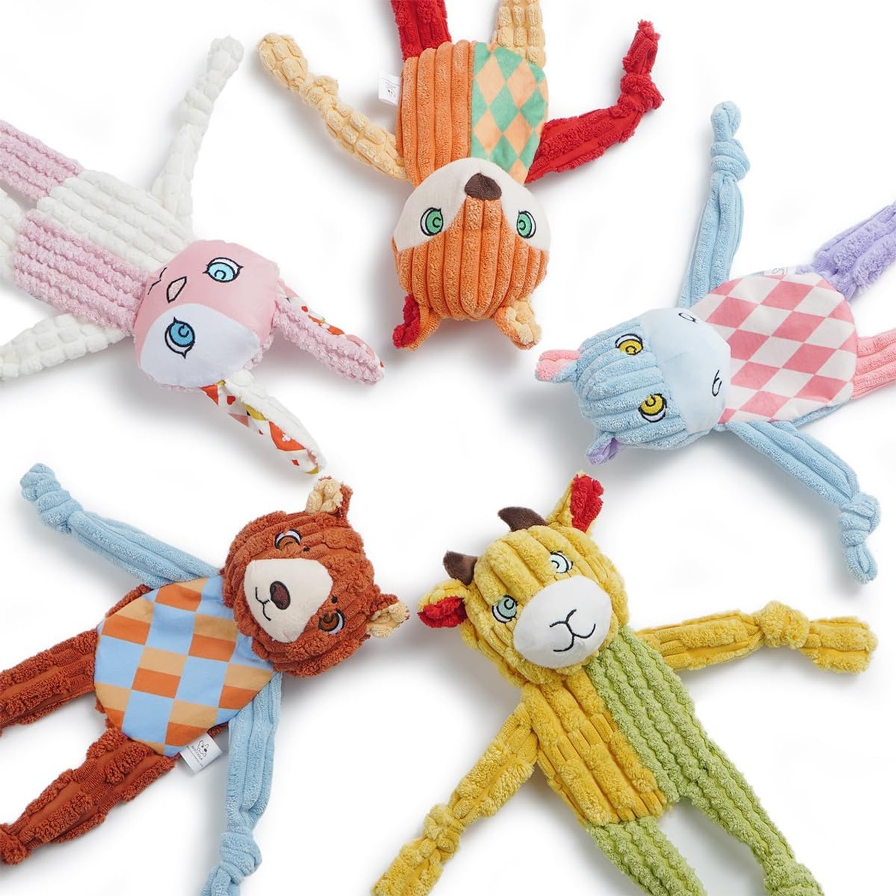 Nocciola ColorPatch Pals Flat Dog Toys, 5 count