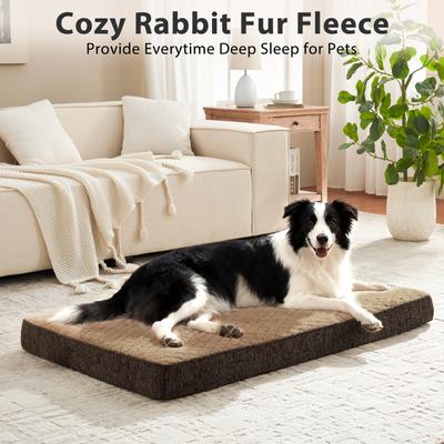 Show full view: JOEJOY Rabbit Fur Quilted Memory Foam Pad Dog & Cat Bed, Brown, 41 x 27 x 4-in slide 2 of 9