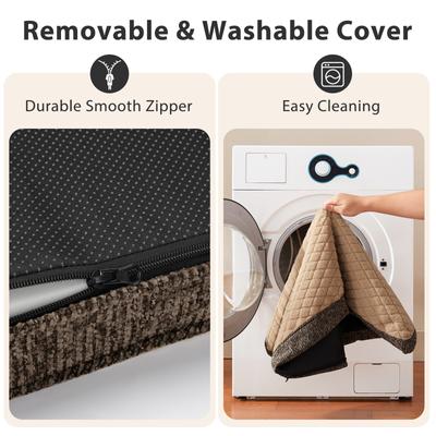 Show full view: JOEJOY Rabbit Fur Quilted Memory Foam Pad Dog & Cat Bed, Brown, 41 x 27 x 4-in slide 4 of 9