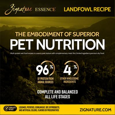 Show full view: Essence Limited Ingredient Recipe Landfowl Recipe Wet Dog Food, 13-oz, case of 12 slide 4 of 9