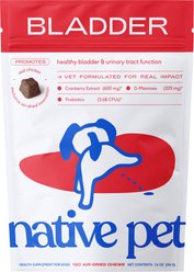Native Pet Cranberry Bladder Chews Kidney & Urinary Supplement for Dogs, 120 count