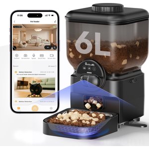 ONIZOOMI Smart Camera 2.4G Automatic Cat & Dog Feeder, Black, 25-Cup