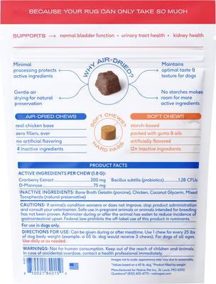 Show full view: Native Pet Cranberry Bladder Chews Kidney & Urinary Supplement for Dogs, 30 count slide 4 of 9
