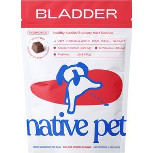 Native Pet Cranberry Bladder Chews Kidney & Urinary Supplement for Dogs, 60 count