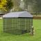 Show in main carousel: jansno Outdoor Metal Dog Pen Enclosure with Roof Cover, Black & Gray slide 1 of 2