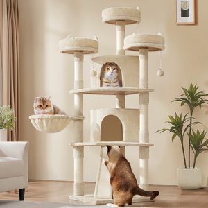 Yaheetech 69-in Multi-Level Cat Tree, Beige