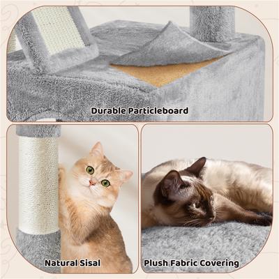 Show full view: Yaheetech 71.5-in Tree with 2 Cozy Perches Cat Tree, Large, Light Gray slide 5 of 7