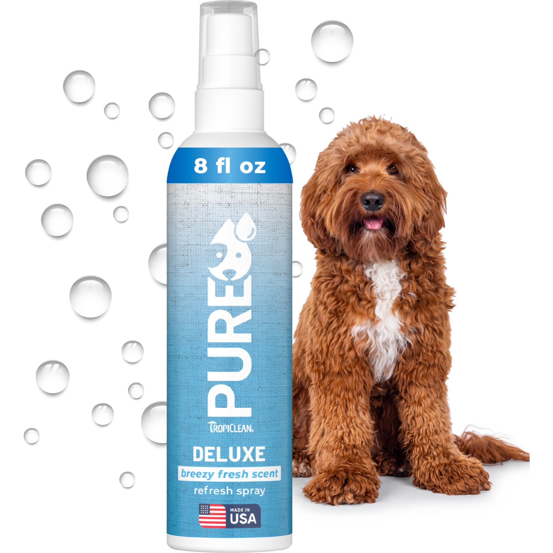 TropiClean PURE Berry Fresh Deluxe 2-in-1 Dog Deodorizing Perfume Spray, 8-fl oz bottle
