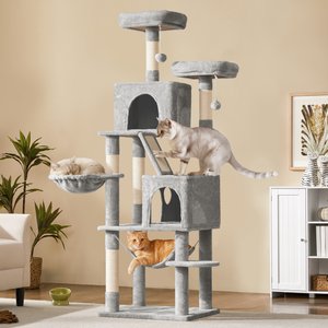 Yaheetech 71.5-in Tree with 2 Cozy Perches Cat Tree, Large, Light Gray