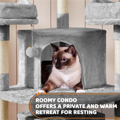 Show full view: Yaheetech 69-in Multi-Level Cat Tree, Light Gray slide 5 of 8